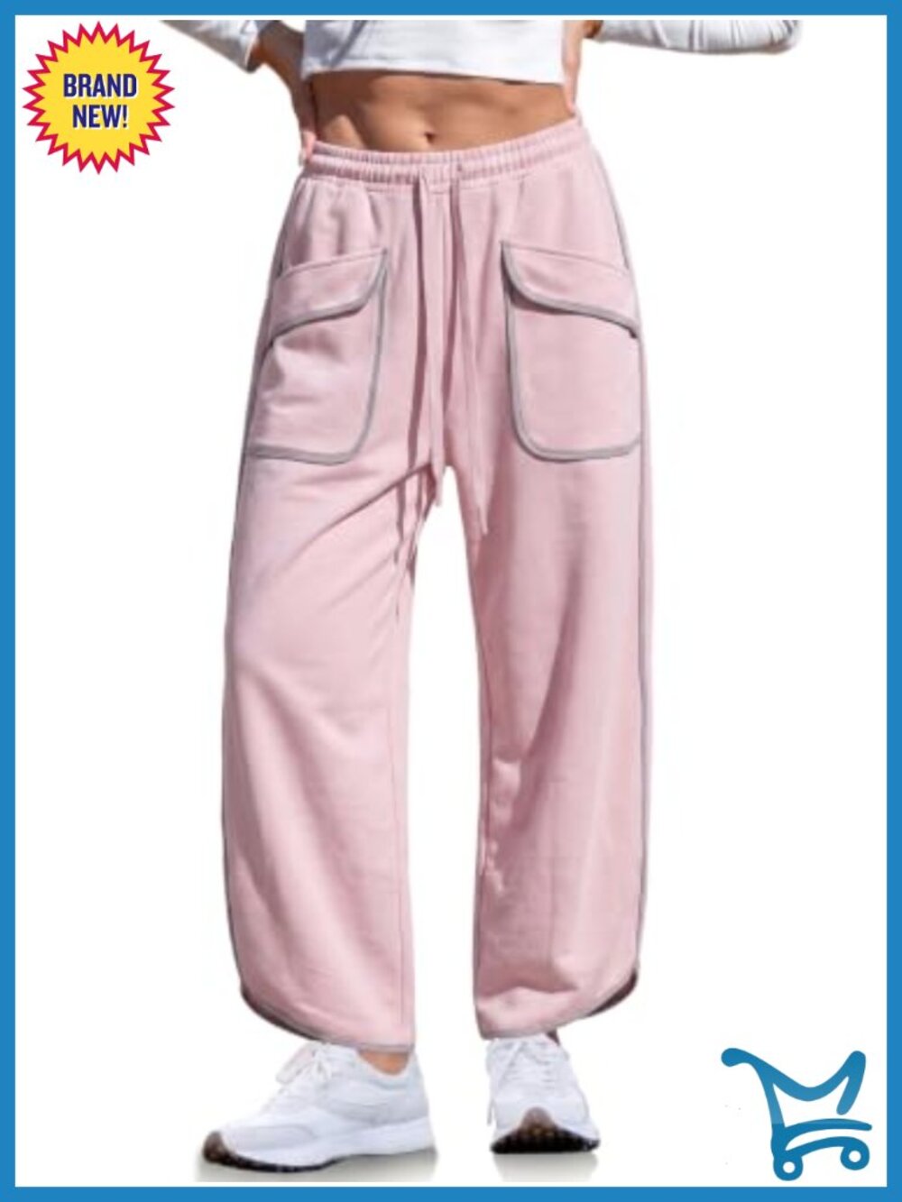 Wide Leg Barrel Sweatpants Cotton Blend Drawstring Baggy Pants